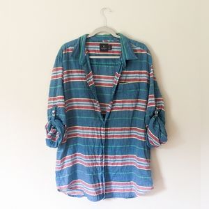 Hawkings McGill Colorful Striped Button Down Shirt Women's XL